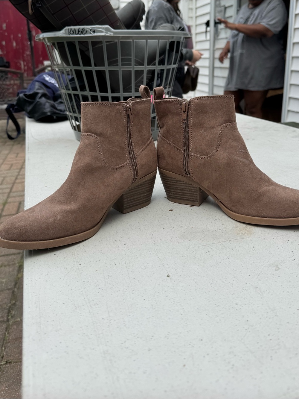 Old Navy Taupe Suede Ankle Booties